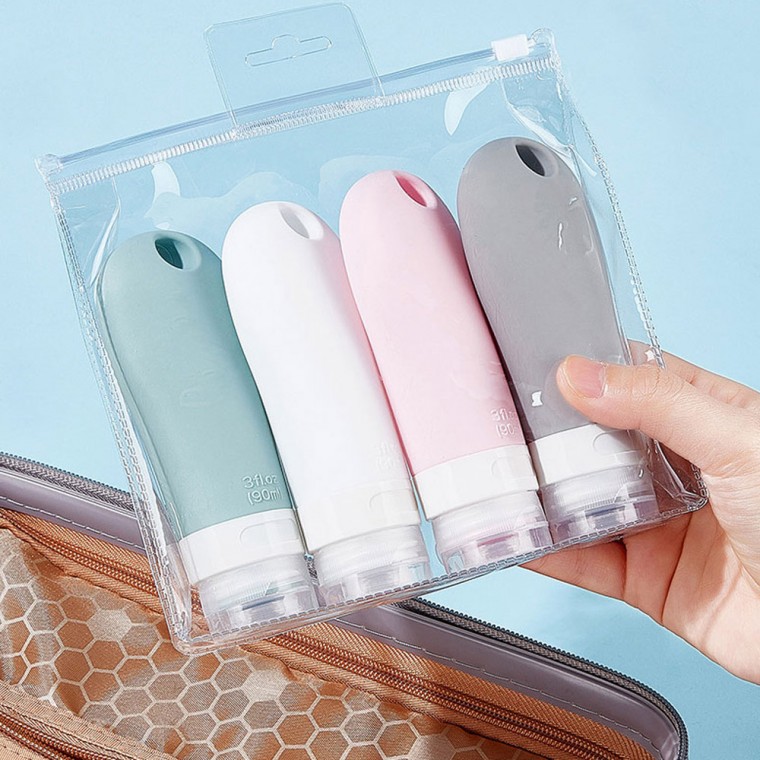 휴대용 실리콘 화장품 공병 세트 4P 샴푸 로션 크림 여행용 리필용기 21,000원