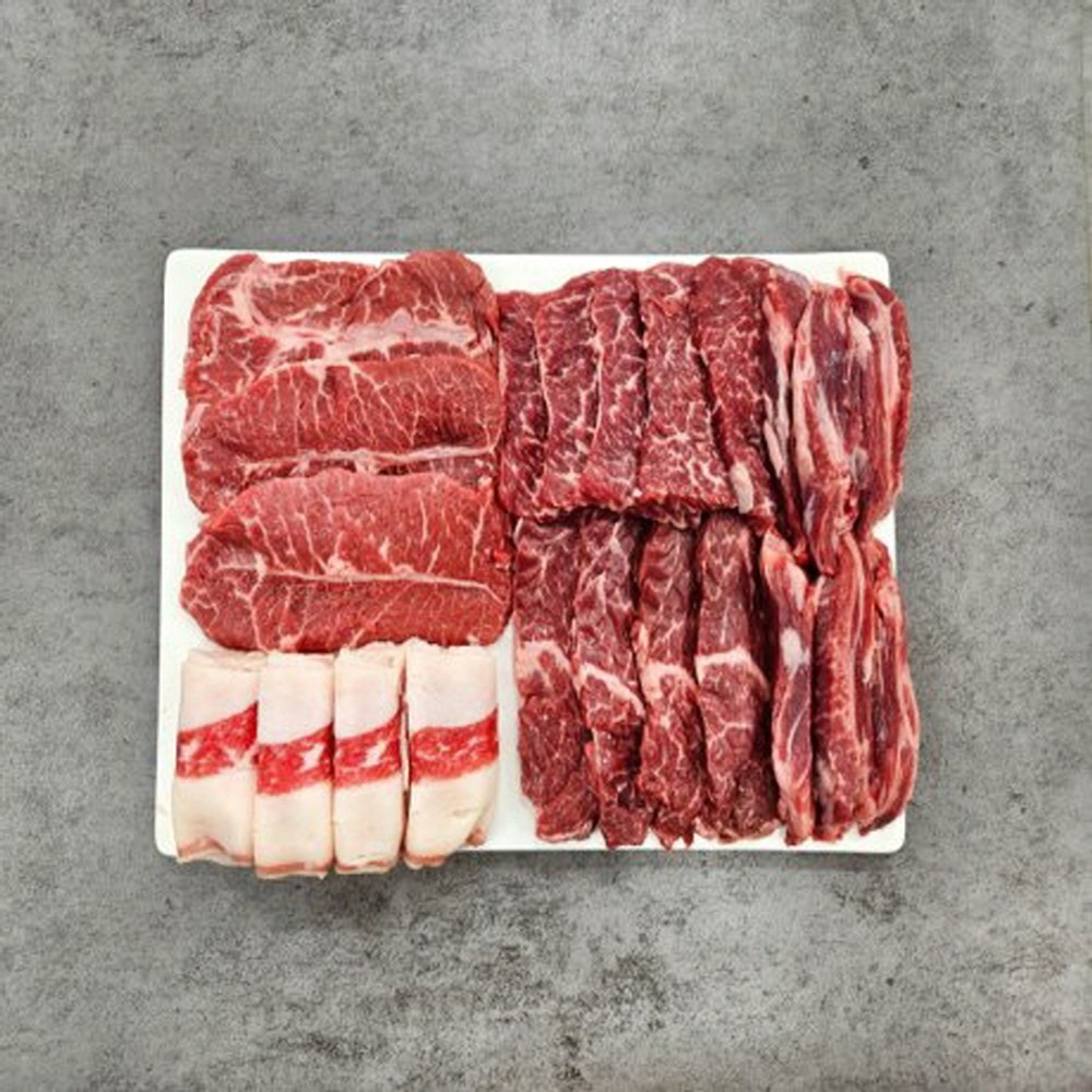 초이스등급 소고기 모듬세트(살치+갈비+부채+우삼겹+토시), 1세트, 1kg 41,900원