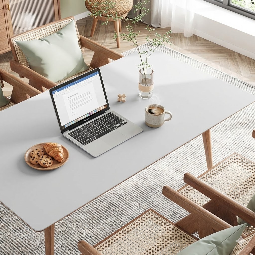 빠밤 가죽 방수 테이블 매트, 1개, 중(120 x 60 cm), 라이트그레이 17,300원