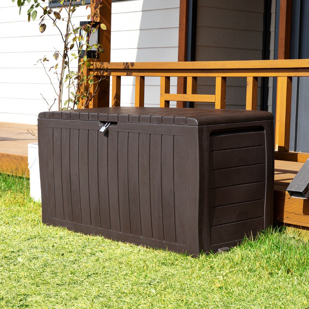 세이프 스토리지 데크 박스 290리터 실내 야외 보관함, 브라운 77,000원