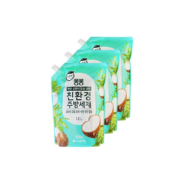 엘지 퐁퐁 주방세제 친환경 코코넛 오일 1.2L 3개, 1.2L 18,300원