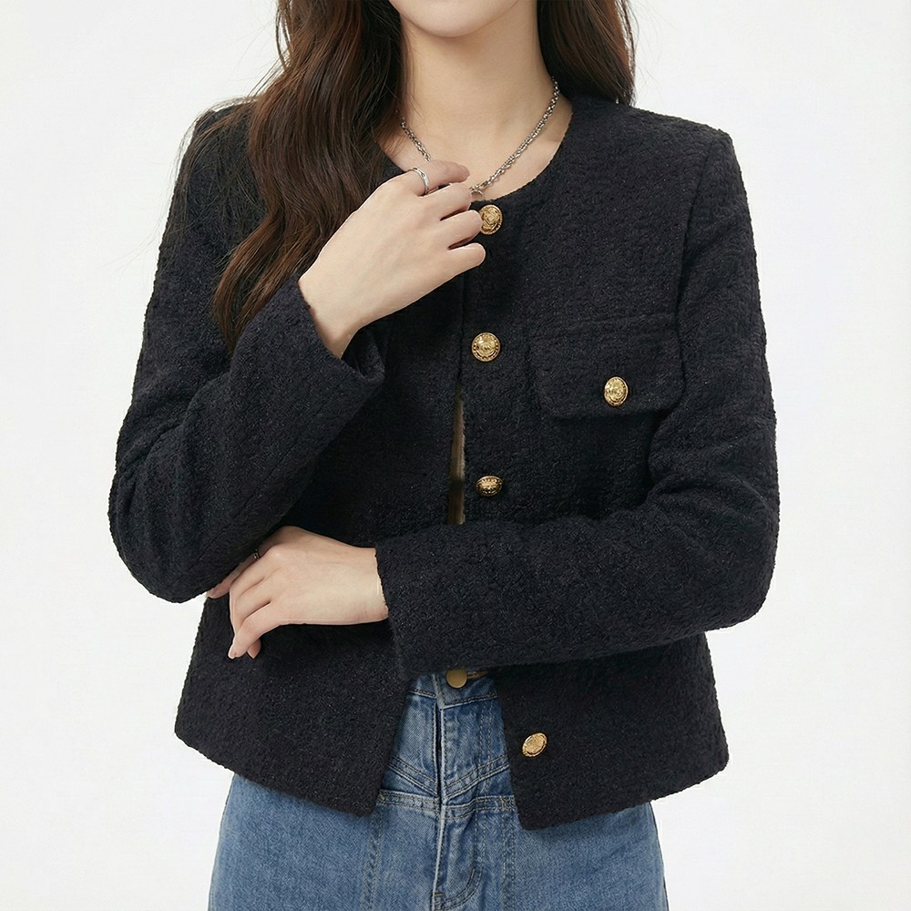 UPPERCUT 자체제작 여성 라운드넥 클래식 긴팔 트위드 자켓 빅사이즈 23,540원