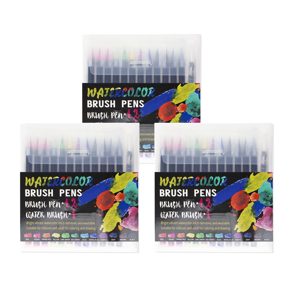 [밥조교] 캘리그라피펜 수성 컬러 브러쉬펜 12색, 3개 30,000원
