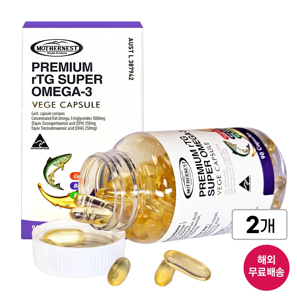 [호주] 마더네스트 rTG 프리미엄 슈퍼오메가-3 90정 x 2개, 혈행 개선, 본사 정품 (27년 2월) 103,880원