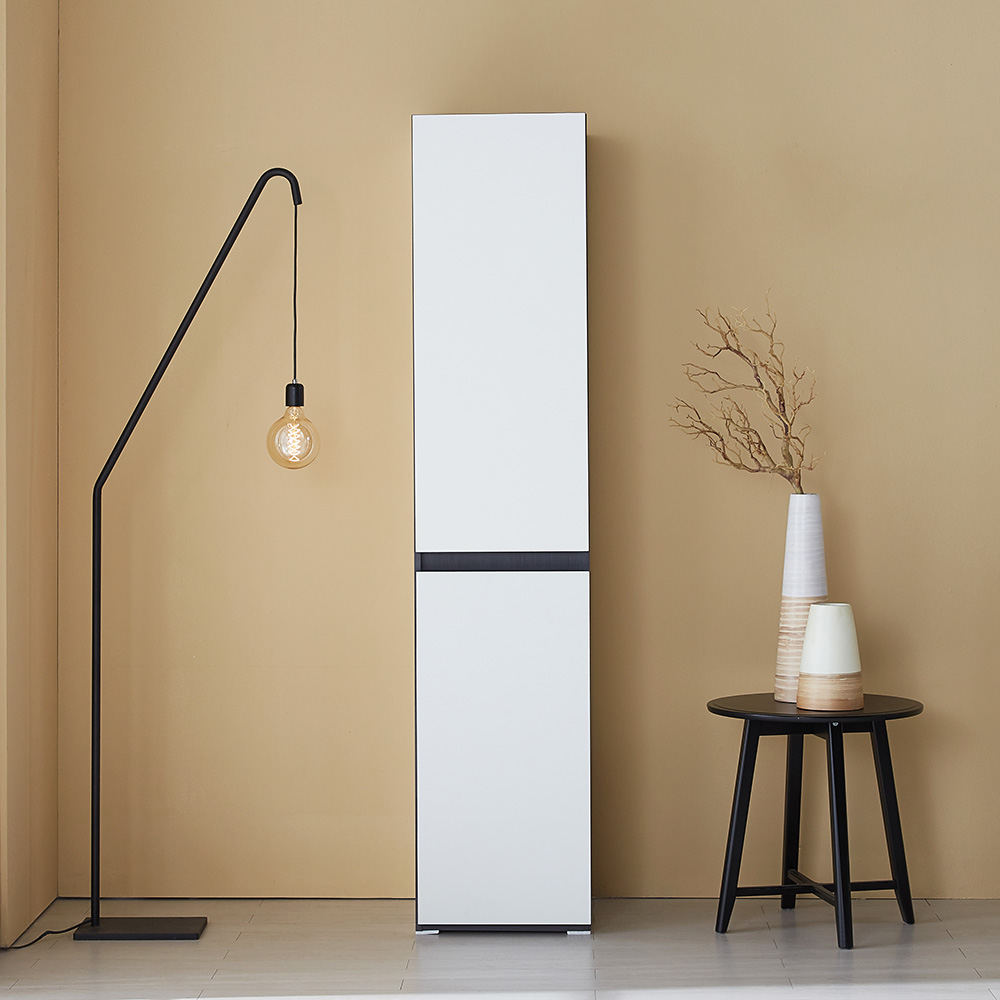 미자크 리버스 틈새수납장 1853 / 비스포크 주방수납장 다용도 부엌 수납장 속깊은 키큰 장 냉장고 세탁기 옆 250 300 350 400, 크림화이트+크림화이트 174,900원