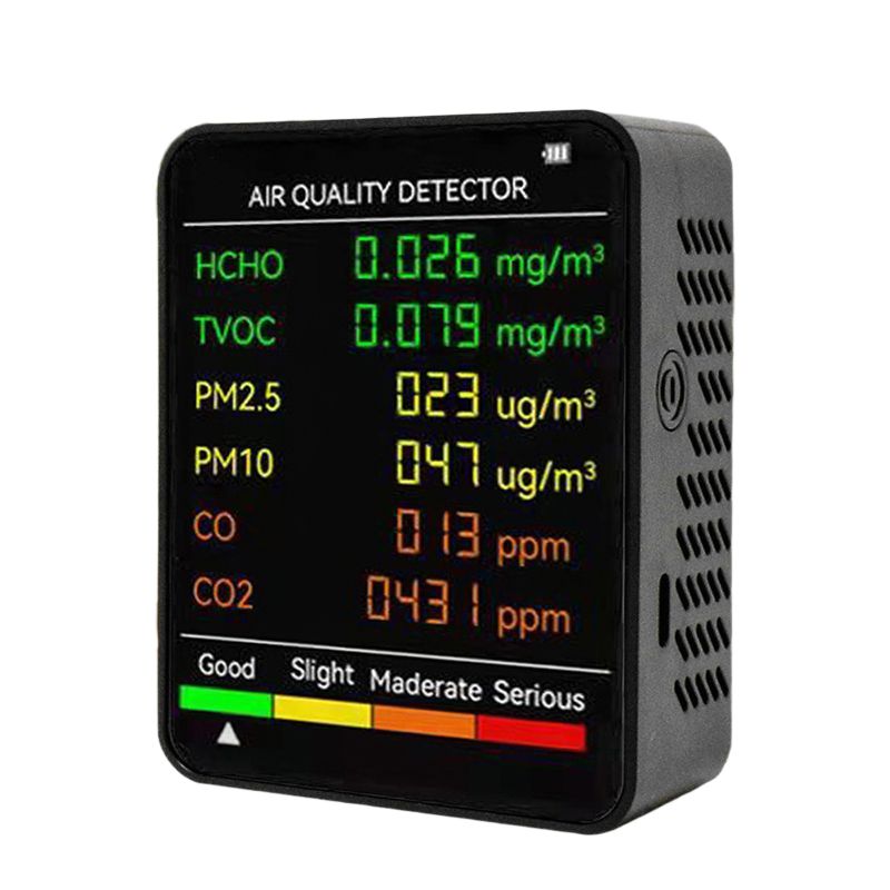 공기 측정기 실내 산소 게이지 CO2 분석기 6-in-1 온도 및 습도 (흰색) 34,700원