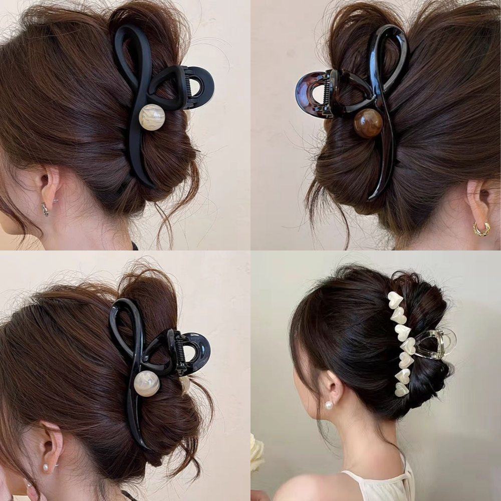 여성 데일리 헤어 집게핀 2P 세트 올림머리 빅사이즈 무광 매트 유광 공주 헤어집게 머리집게 7,900원