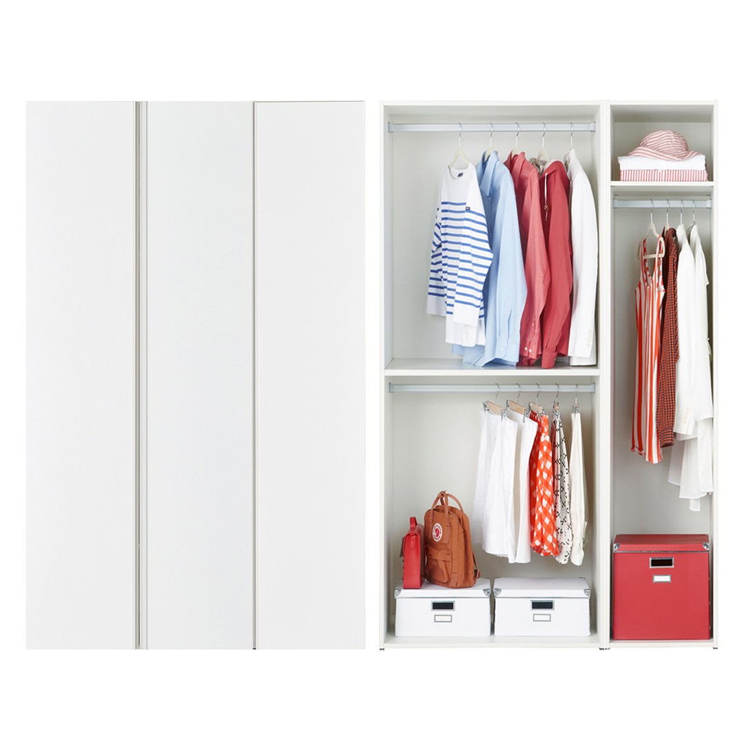 한샘 샘베딩 스테디 옷장세트 120cm(높이194cm) 행거형 10종, I형 : 크림화이트도어+라이트오크몸통(I) 364,800원