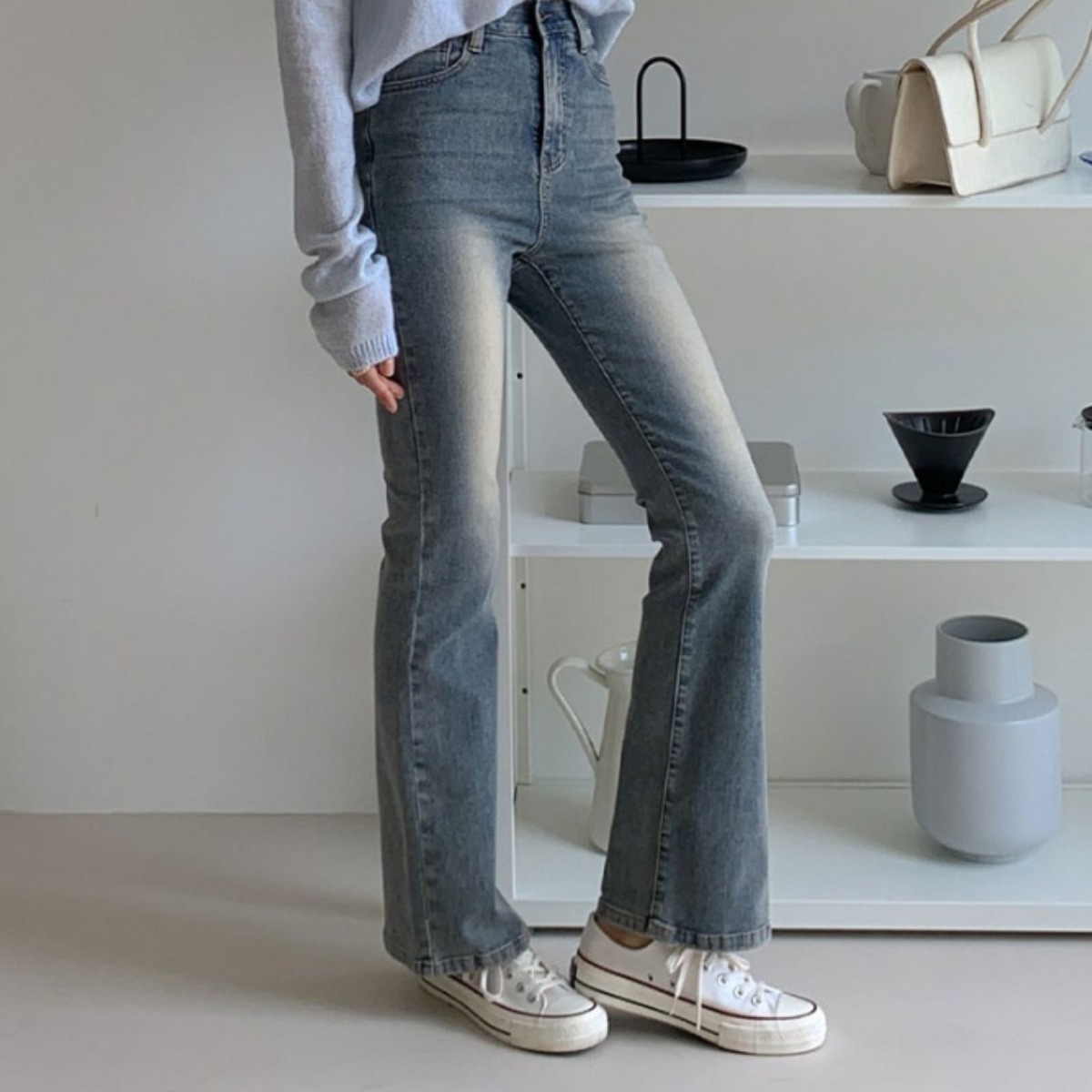 여성 청바지 허리 인밴딩 부츠컷 데님 팬츠 3단기장 (키별선택) 5컬러 5사이즈 17,900원