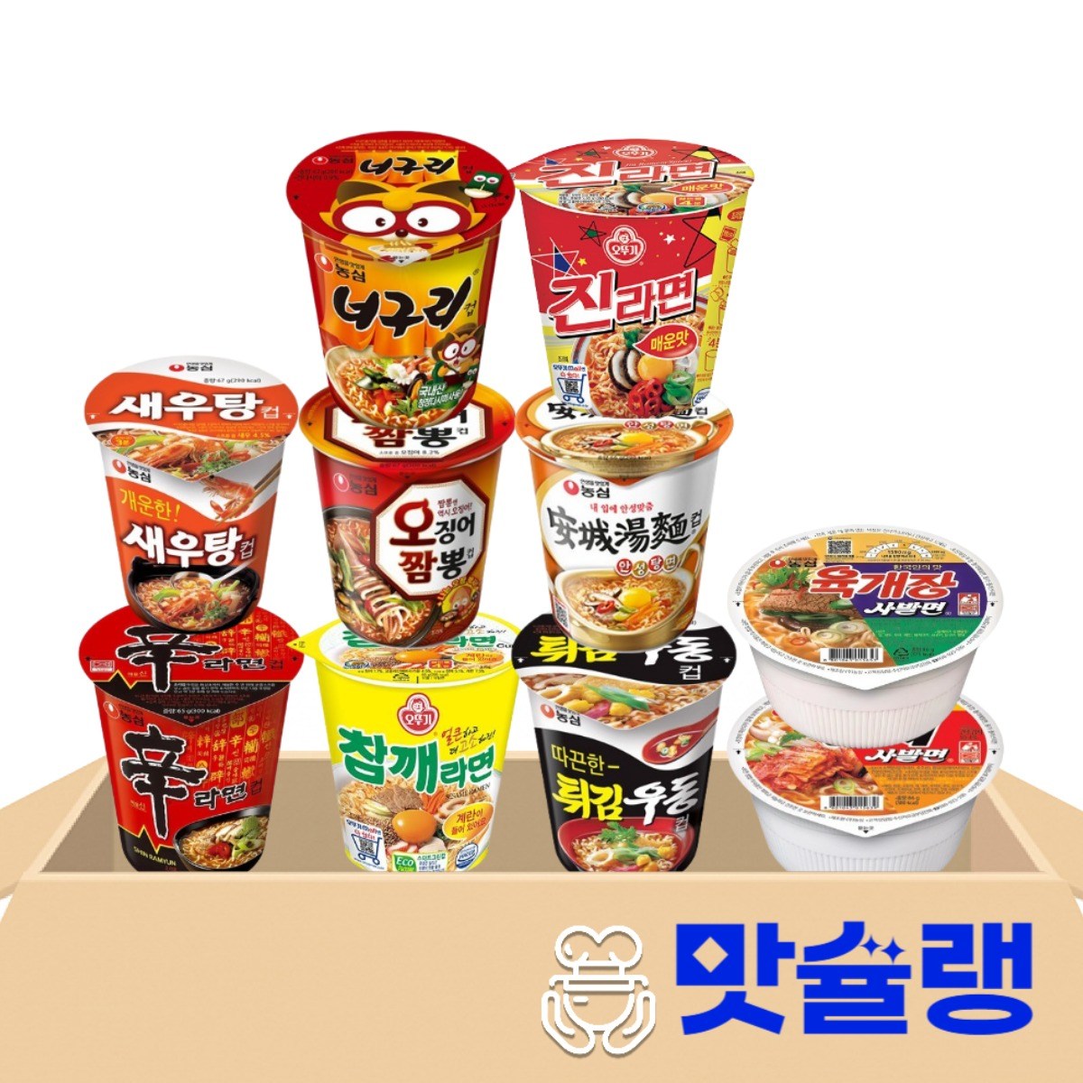 [맛슐랭] 소컵라면 10종 육개장사발면+김치사발면+참깨라면+튀김우동+오징어짬뽕+너구리+새우탕+안성탕면+신라면+진라면매운맛, 1개 16,900원