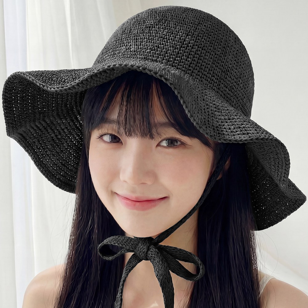 라뷰드 여성 리본끈 와이어 보닛햇 여자 여름 넓은챙 밀집 모자 라탄 스타일 보넷 벙거지 썬캡 사이즈 조절 스트랩 버킷햇 7,700원