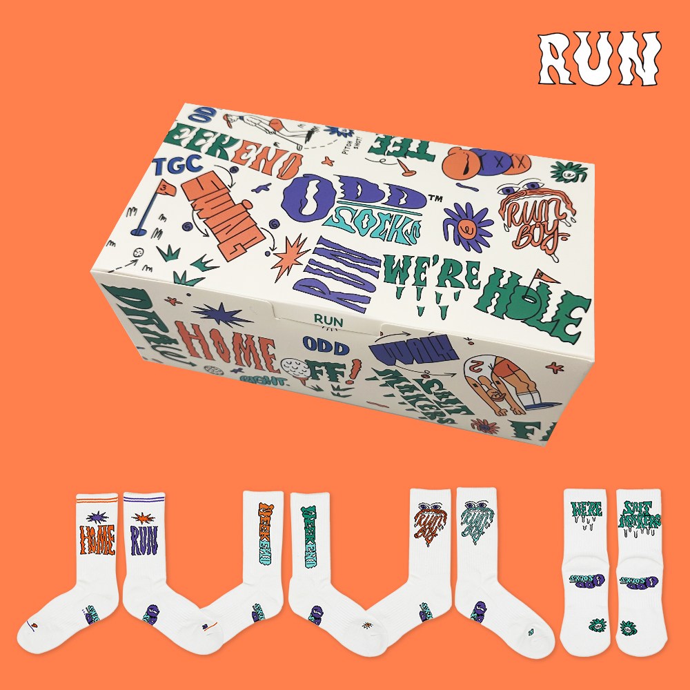 [오드삭스] 4개 선물세트 - 러닝 양말 중목 기능성스포츠양말 쿠션 크루삭스 A 47,600원