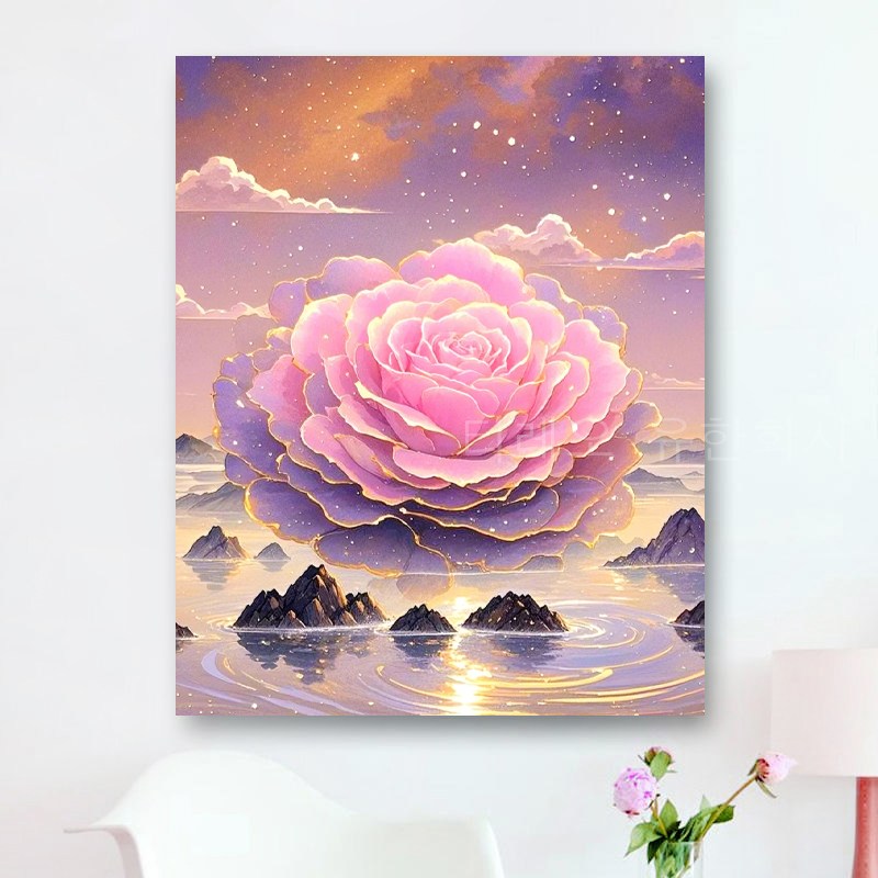장미꽃 보석십자수 캔버스형 세트 원형비즈십자수 DIY키트 40x50cm 3D 대형 재물 선물용 객실 풍수 인테리어 23,800원