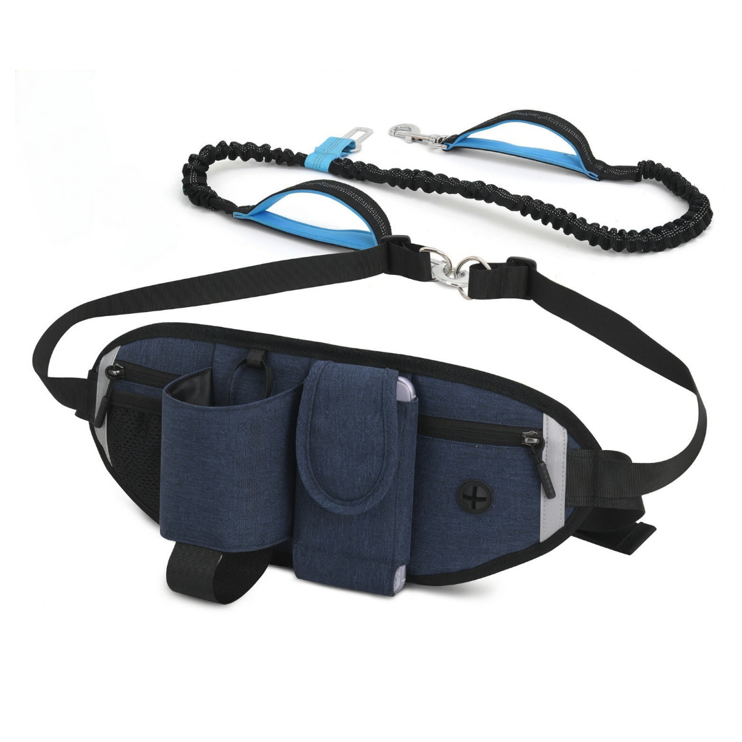 핸즈프리 강아지 산책가방 힙색 물병 수납 리드줄 연결 허리 가방 러닝 캠핑 애견 외출용, 1개, 네이비 29,900원