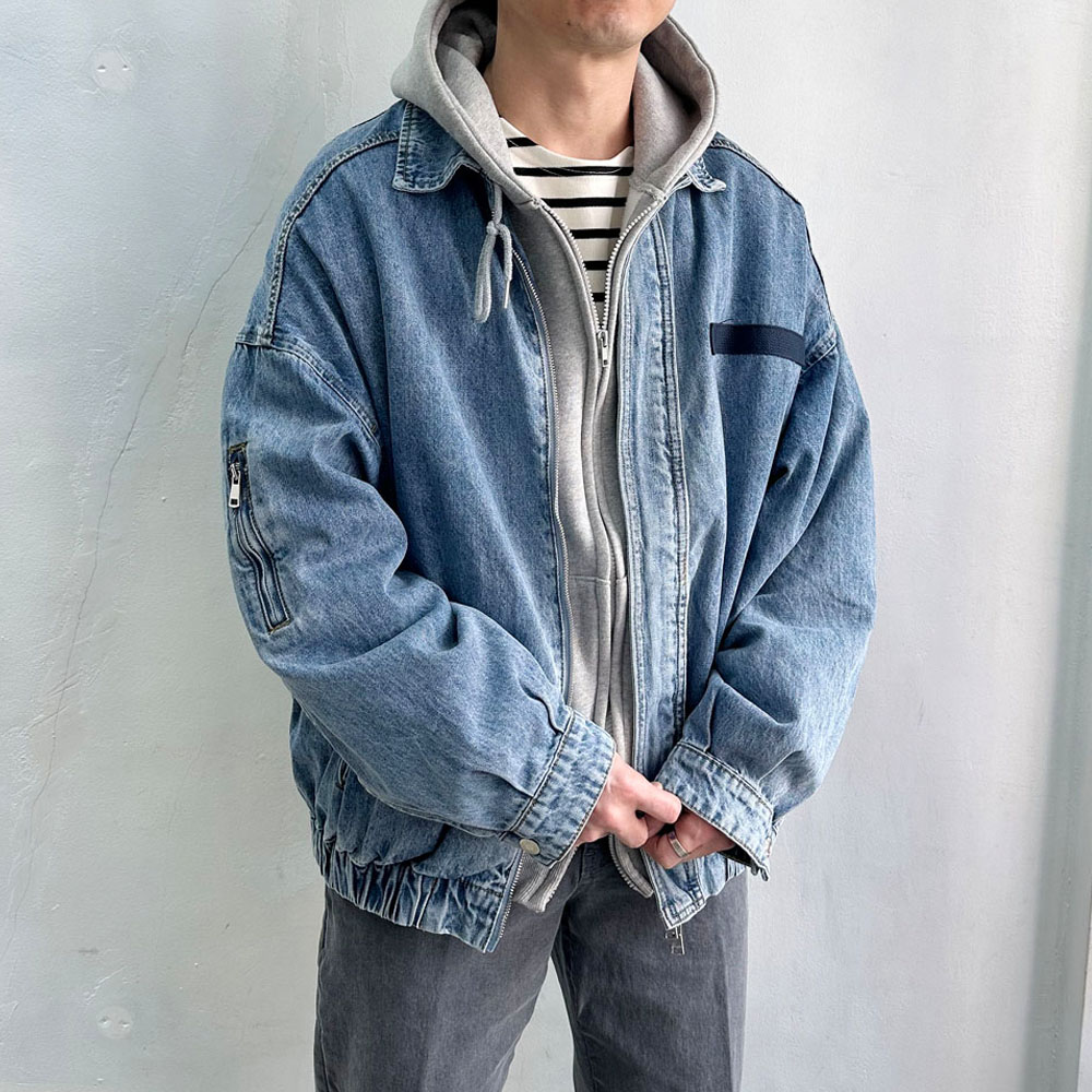 라운지21 남자 2컬러 오버핏 투웨이 데님 항공점퍼 61,900원