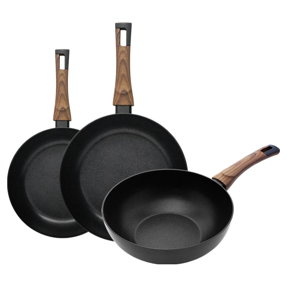 실바트 인덕션 까리노 IH 프라이팬 3종 세트 3개, 블랙, 프라이팬 24cm + 프라이팬 30cm + 궁중팬 30cm, 1세트 97,250원