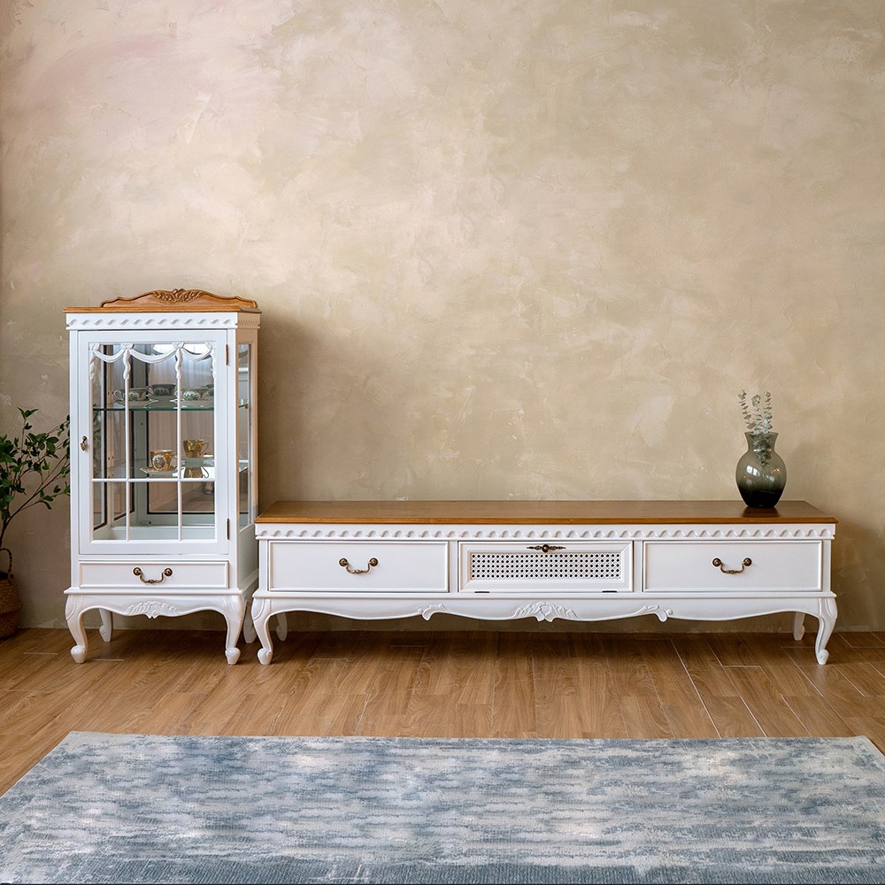 푸트리 프렌치 엔틱 원목 TV 거실장세트 C타입 1,140,000원