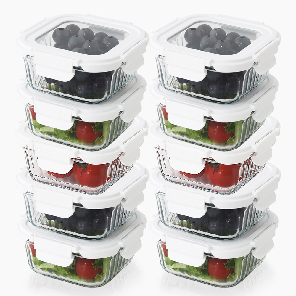 네오플램 글라스캡 밀폐용기 세트 10P 정사각 520ml 37,900원