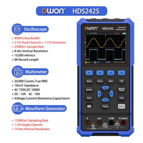 휴대용 디지털 오실로스코프 미니 스코프 OWON HDS2202S HDS200 시리즈 200MHz 1GSs 3 In 1 2채널 Osciloscopio 멀티미터 1CH 발생기 252,510원