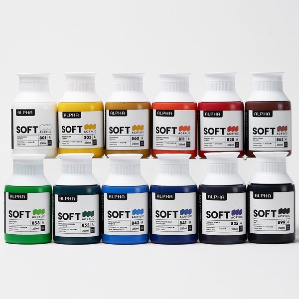 (알파) Soft Body Acrylic 소프트바디 아크릴물감 250ml (12색세트) 69,000원