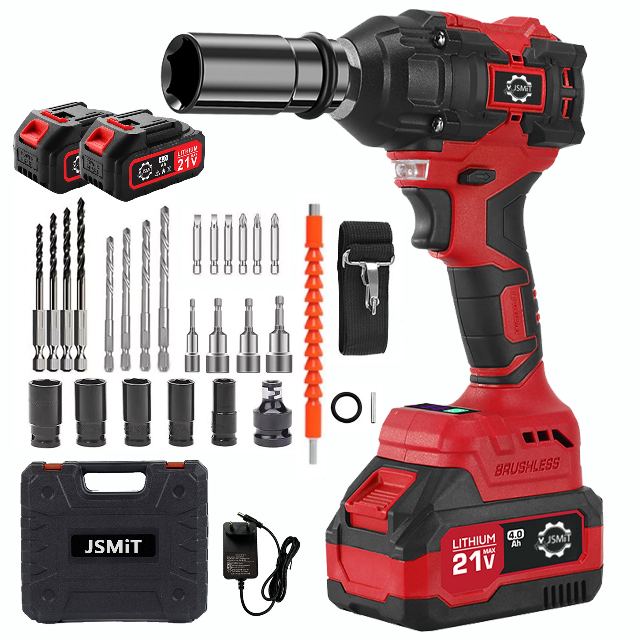JSMiT 고출력800Nm 충전 임팩드릴 세트 전동 임팩 렌치 무단변속 충전 임팩 드릴 렌치 드라이버 21V전문가형 4.0Ah 배터리 2개 풀세트 159,680원