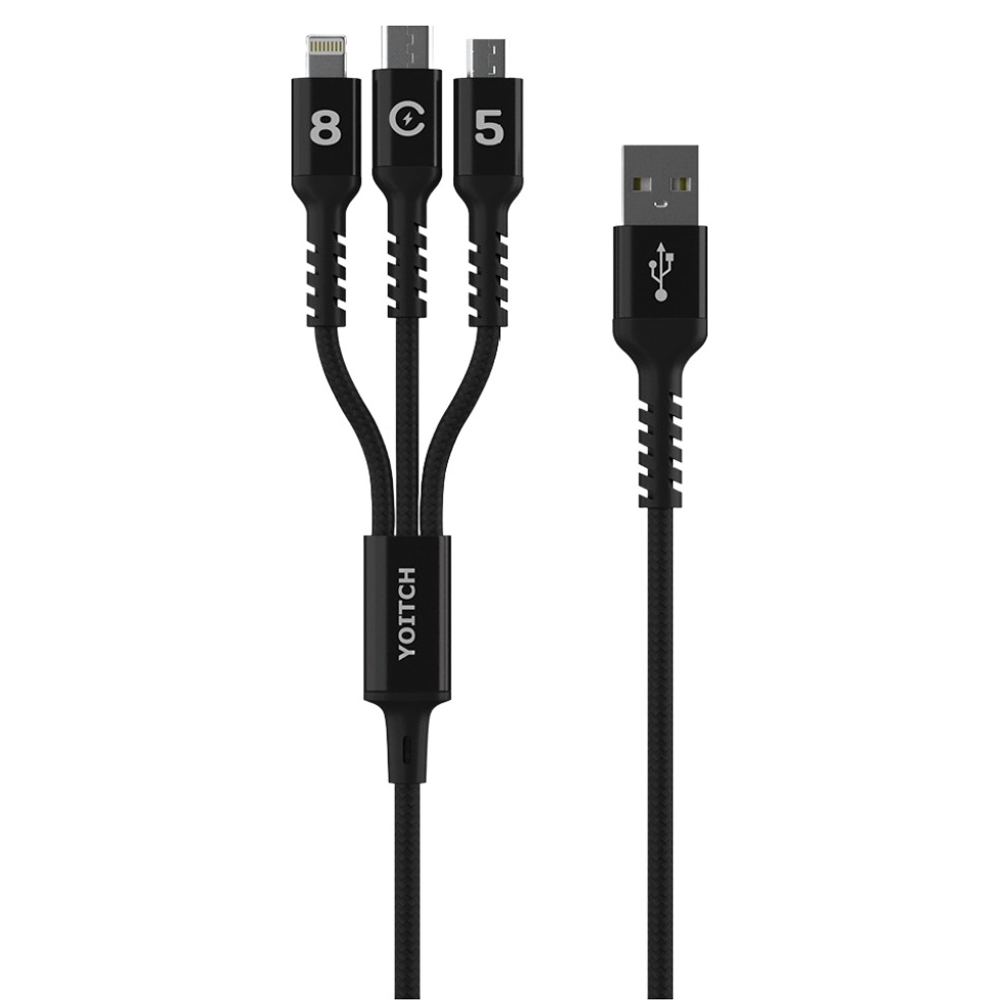 요이치 c타입고속 충전 아이폰 8핀 5핀 3in1 멀티 케이블 BlackWire 2,000원