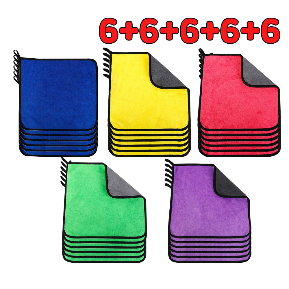 세차타월 세차용 타월과 차량 청소용 천은 얼룩을 남기지 않으며 세차타올 양면으로 도톰한 산호 양털 소재로 제작되었습니다, 30개, 보라색-노란색-파란색-초록색-분홍색 30x30cm 23,990원