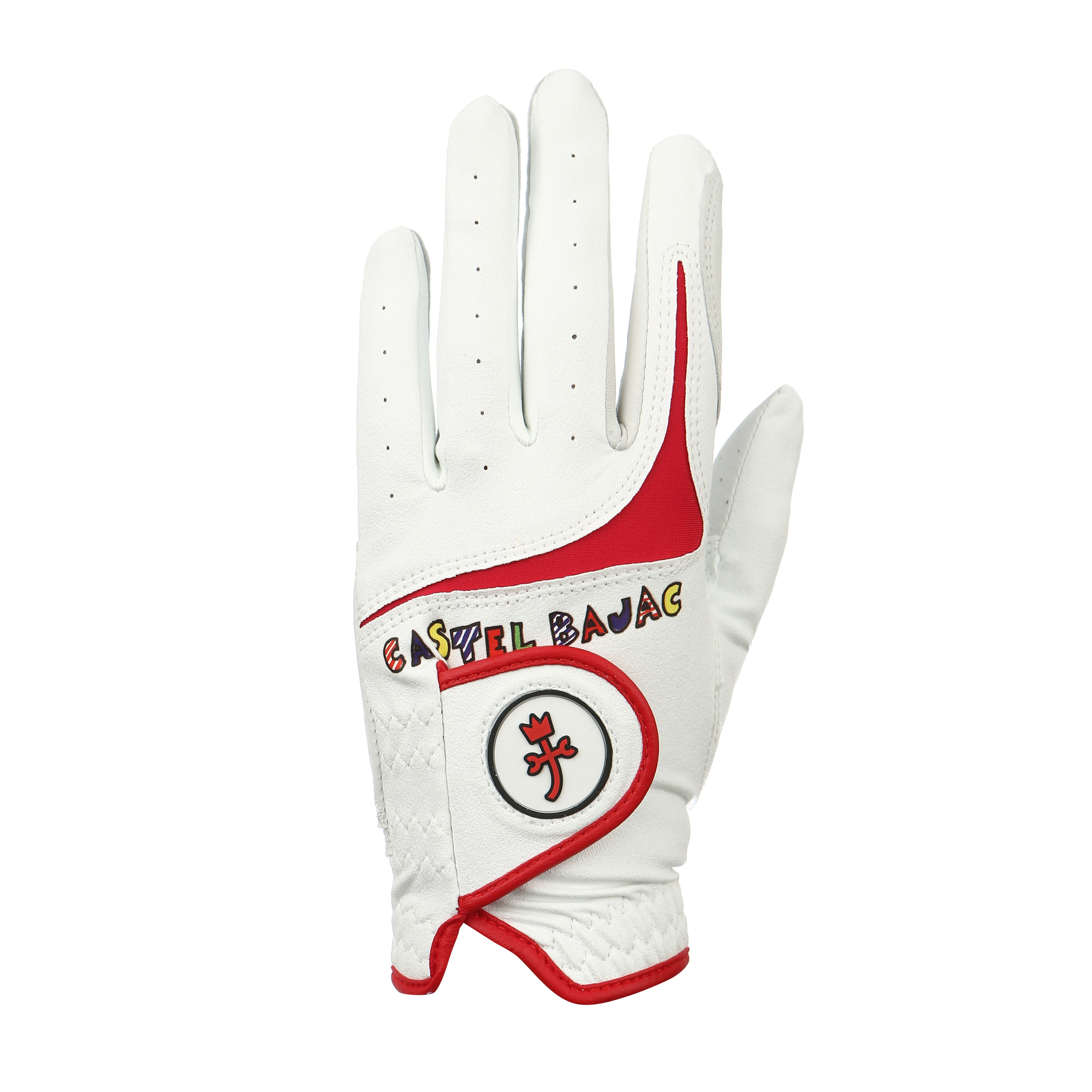 까스텔바작 여성용 반양피 골프장갑, 화이트레드, 1개 15,000원