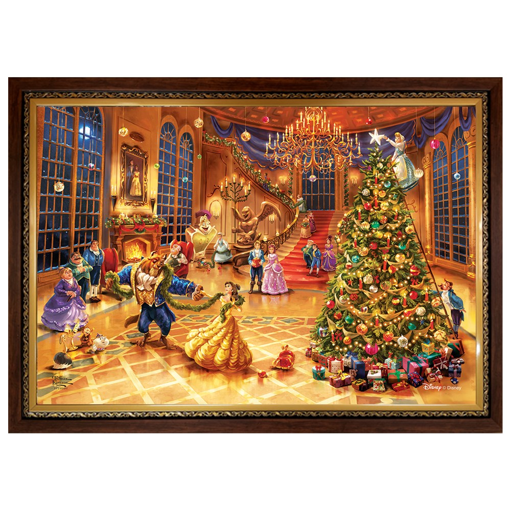 1000피스 직소퍼즐 디즈니 킨케이드 미녀와 야수 크리스마스파티 (액자선택) PL7018D, 1개, 퍼즐+그레이스월넛 직소퍼즐액자포함, 1000피스 58,000원