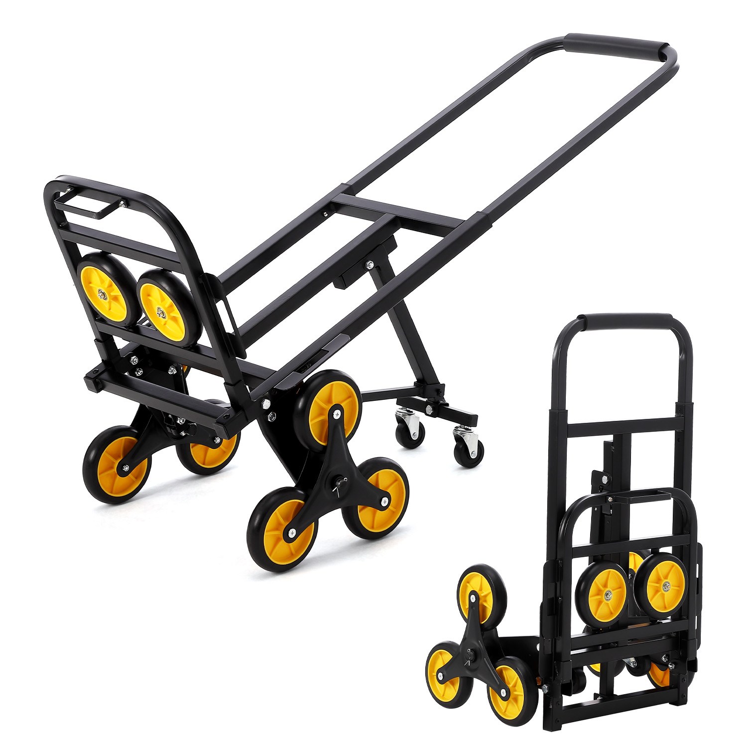 GARVEE 3단 바퀴 접이식 계단카트 운반 핸드 카트 보조 바퀴 예비 바퀴 포함, 블랙예로우, 1개 90,000원