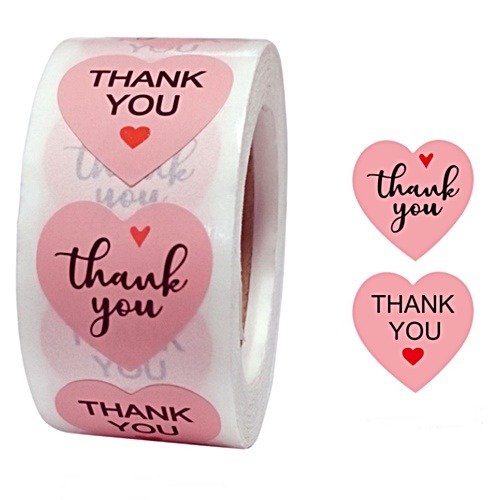 스티커 - 땡큐 하트 핑크 폰트혼합 ( 1롤 - 450매입 ) 3,000원