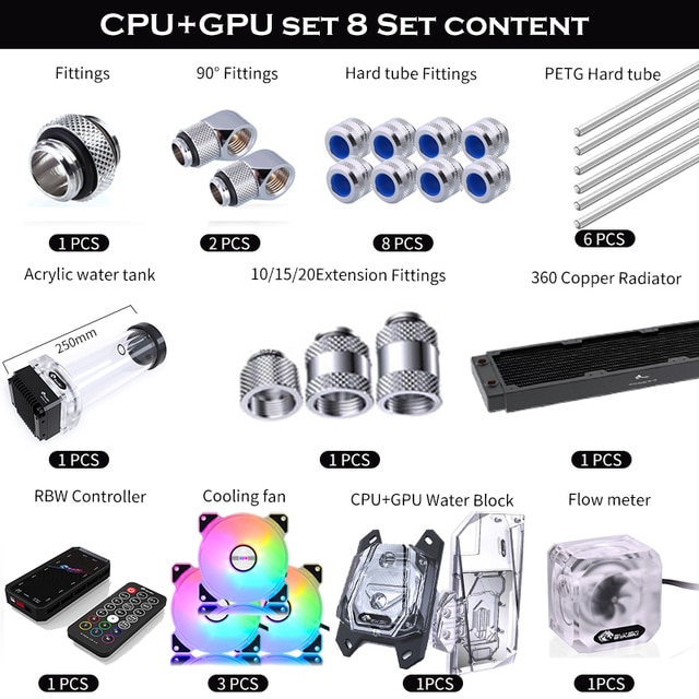 수냉키트 Bykski DIY PC 분할 하드 파이프 튜브 수냉 키트 인텔 AMD Ryzen NVIDIA RTX 3080 3090 비디오 카드 CPU GPU 쿨러 세트 MOD 582,560원