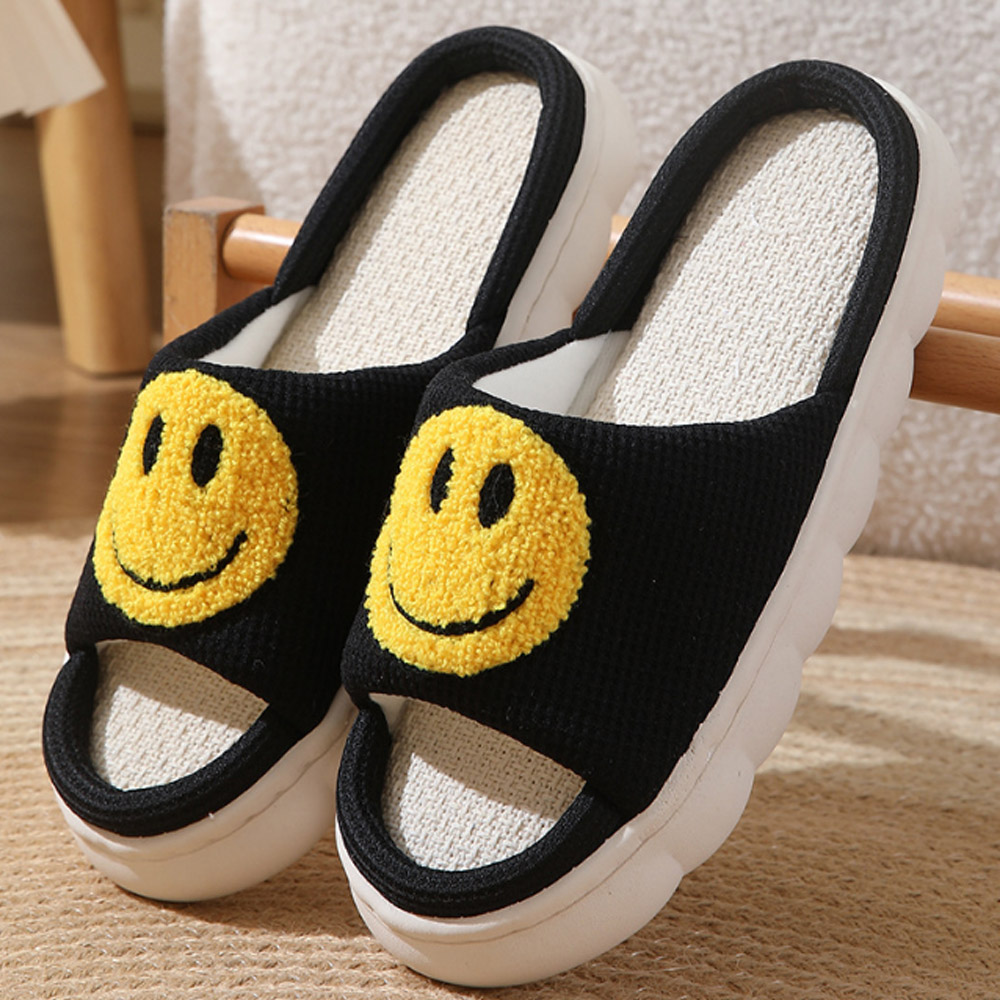 JUN팩토리 여성 남자 거실 스마일린넨EVA 실내화 쿠션 린넨 여름 슬리퍼 굽 키높이 쪼리 사무실 욕실 9,900원