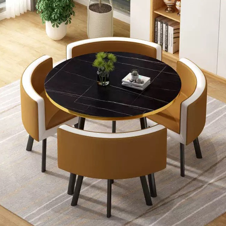 남쪽나무 북유럽 원형 테이블 의자 세트 카페 사무실 다이닝 거실, 갈색 + 검은 다리 307,000원