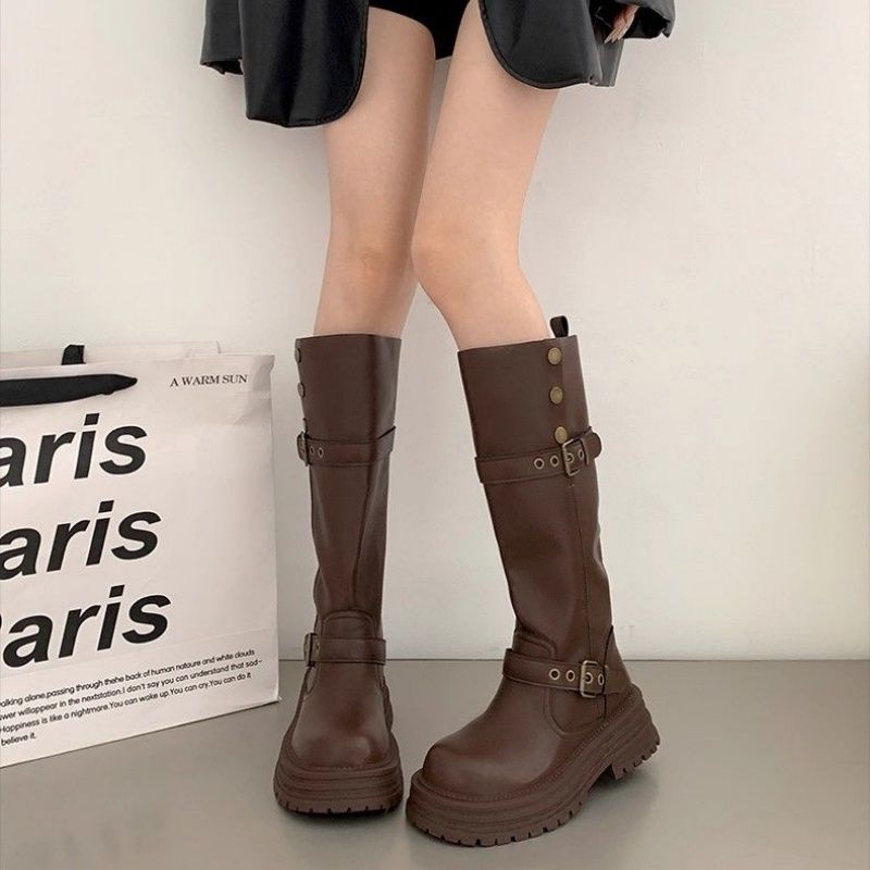 style dr 여성 베이직 롱부츠 통굽 장화 겨울롱부츠 기높이 부츠 힐 높이 5cm 39,200원