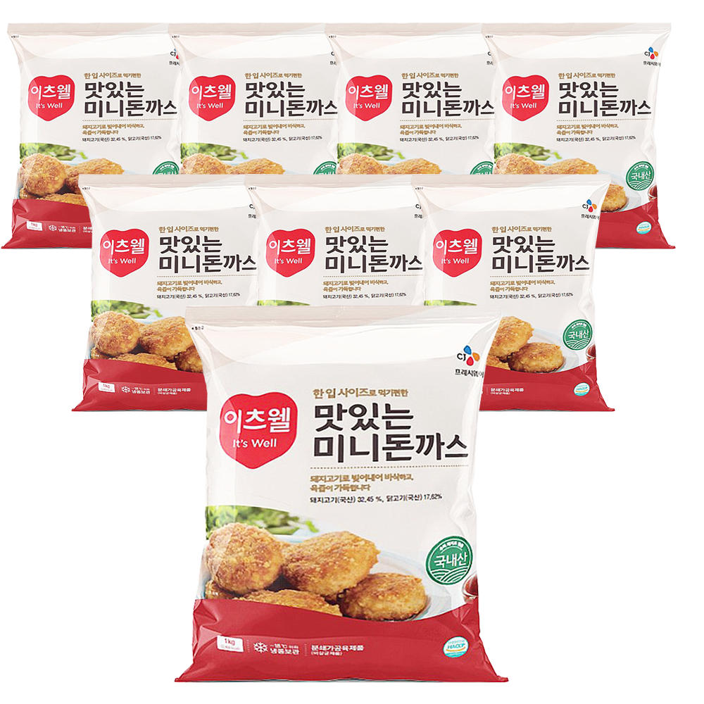 CJ 이츠웰 맛있는 미니돈까스 1kg x 8개 / 냉동 돈가스 53,900원