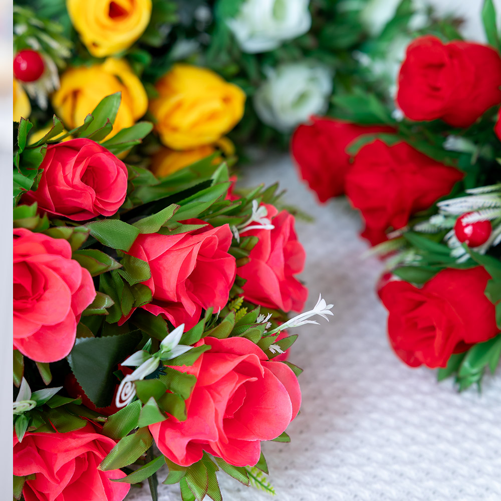 장미 성묘 조화 꽃 뉴쁘띠부쉬 50cm 5컬러 추모 납골당 산소 묘지 장식 소품 수목장 7,000원