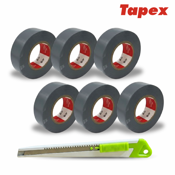 서통테이프 UL인증 PVC 심플 전기 절연 사계절 전기테이프 회색 6개 세트 커터칼 포함, 6개 7,000원