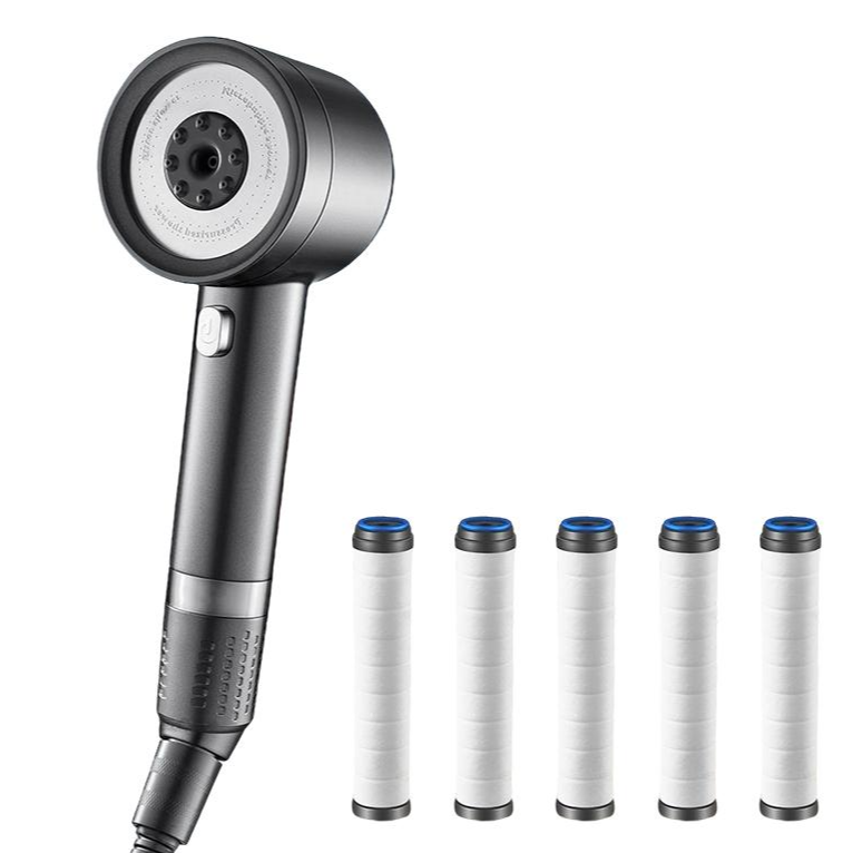 데일앤드 욕실 청소 스프레이건 4단 온오프 수압상승 조절 필터샤워기 헤드 + 교체 필터 5p 세트, 그레이, 1개 19,800원