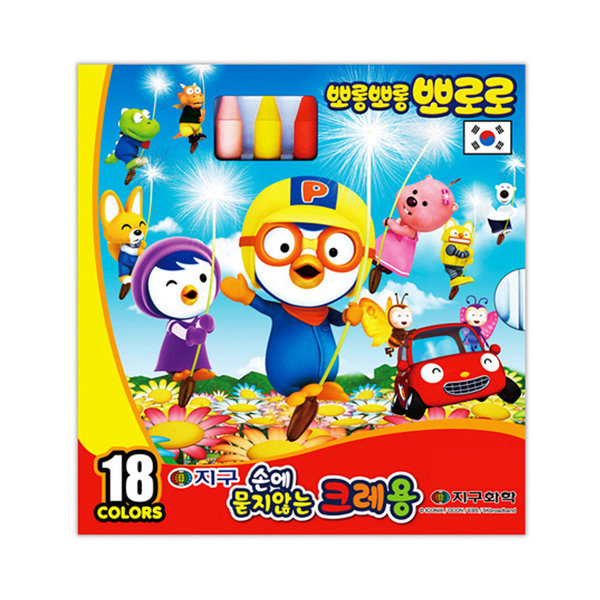 지구화학 뽀로로 손에묻지않는 크레파스 크레용 18색, 단품, 1개 6,000원
