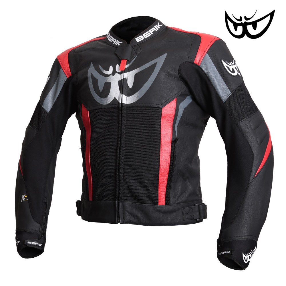 베릭 NJ-231604-BK 자켓 - 블랙 그레이 레드 / 3계절 메쉬 가죽 오토바이 자켓 / 어깨 팔꿈치 보호대 내장 라이더자켓 365,000원