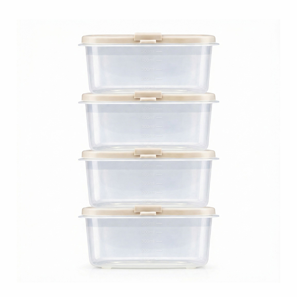 DAMDA 담다톡 전자레인지 밀폐용기 세트 냉동밥 용기, 직사각 600ml*4p, 1세트 5,900원