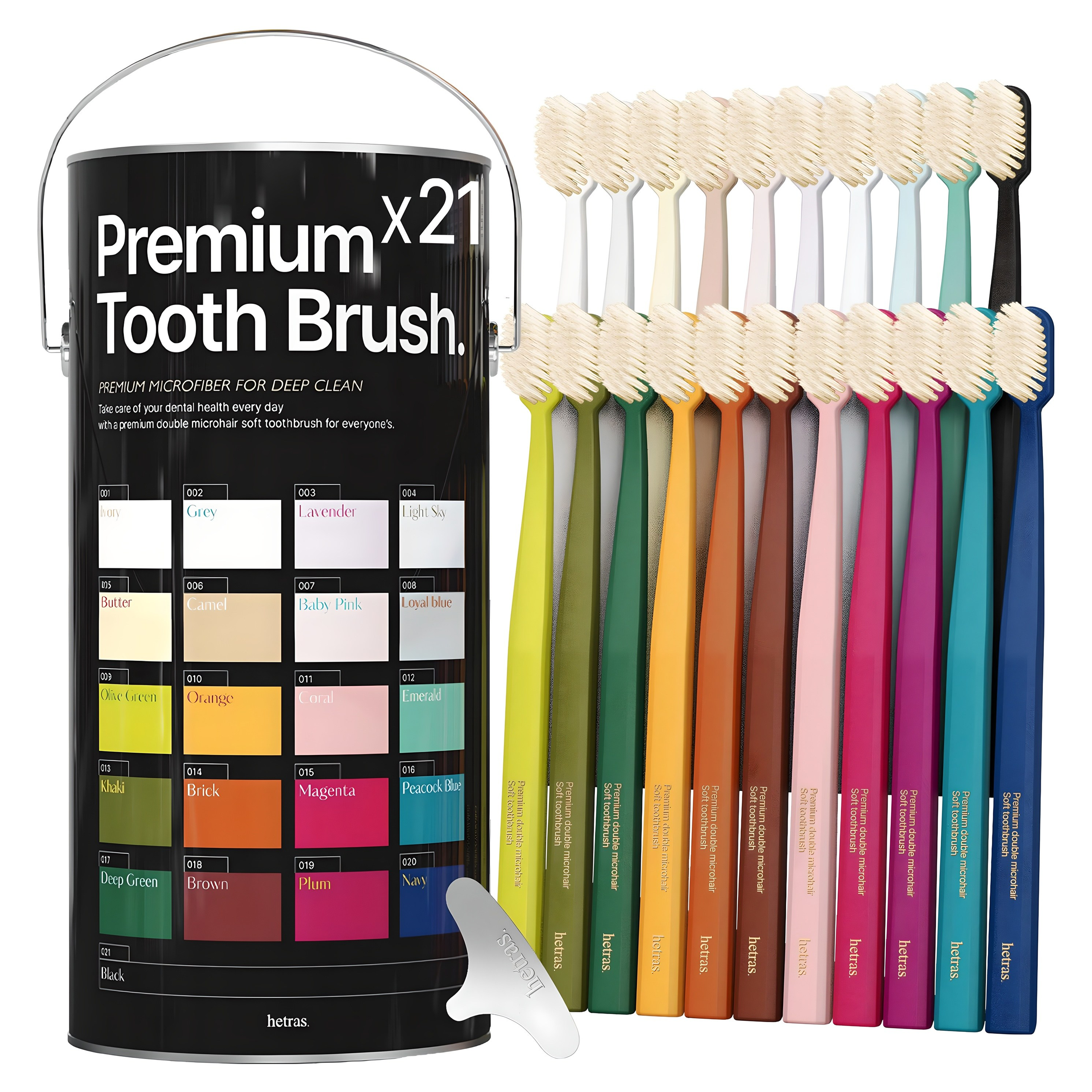 헤트라스 파스텔 프리미엄 스케일링 이중 미세 탄력모 칫솔 + 칫솔캡, 21개입, 1세트 12,800원