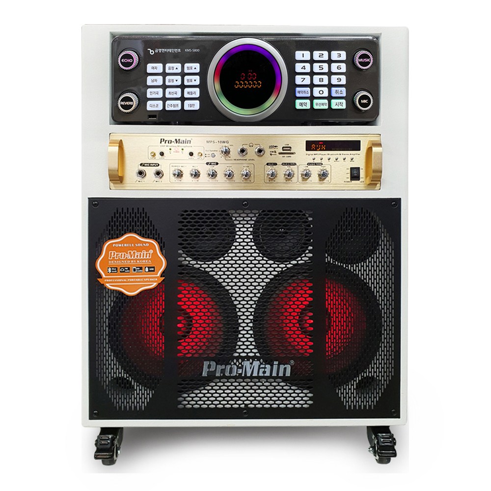 프로메인 미니 이동식 노래방 세트 가정용 업소용 반주기 금영 KMS-S800 무선마이크 8인치 스피커(최신곡 포함) 1,050,000원