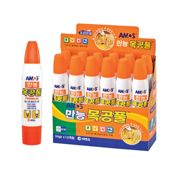 아모스 만능목공풀36g 낱개 나무 종이 천 가죽본드 1,400원