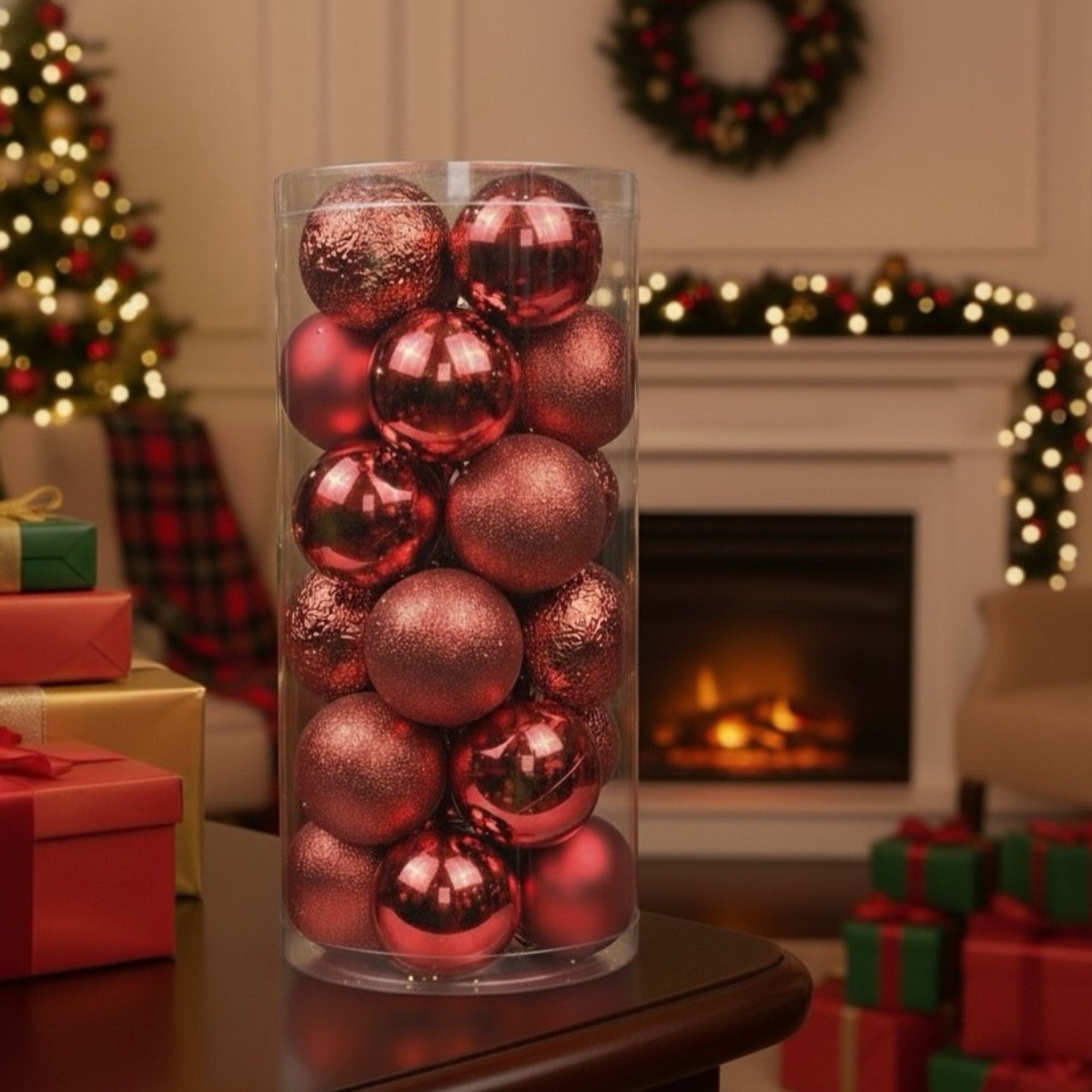 크리스마스 오너먼트 지니밸리 트리 장식볼 대형 24개, 레드 10,900원