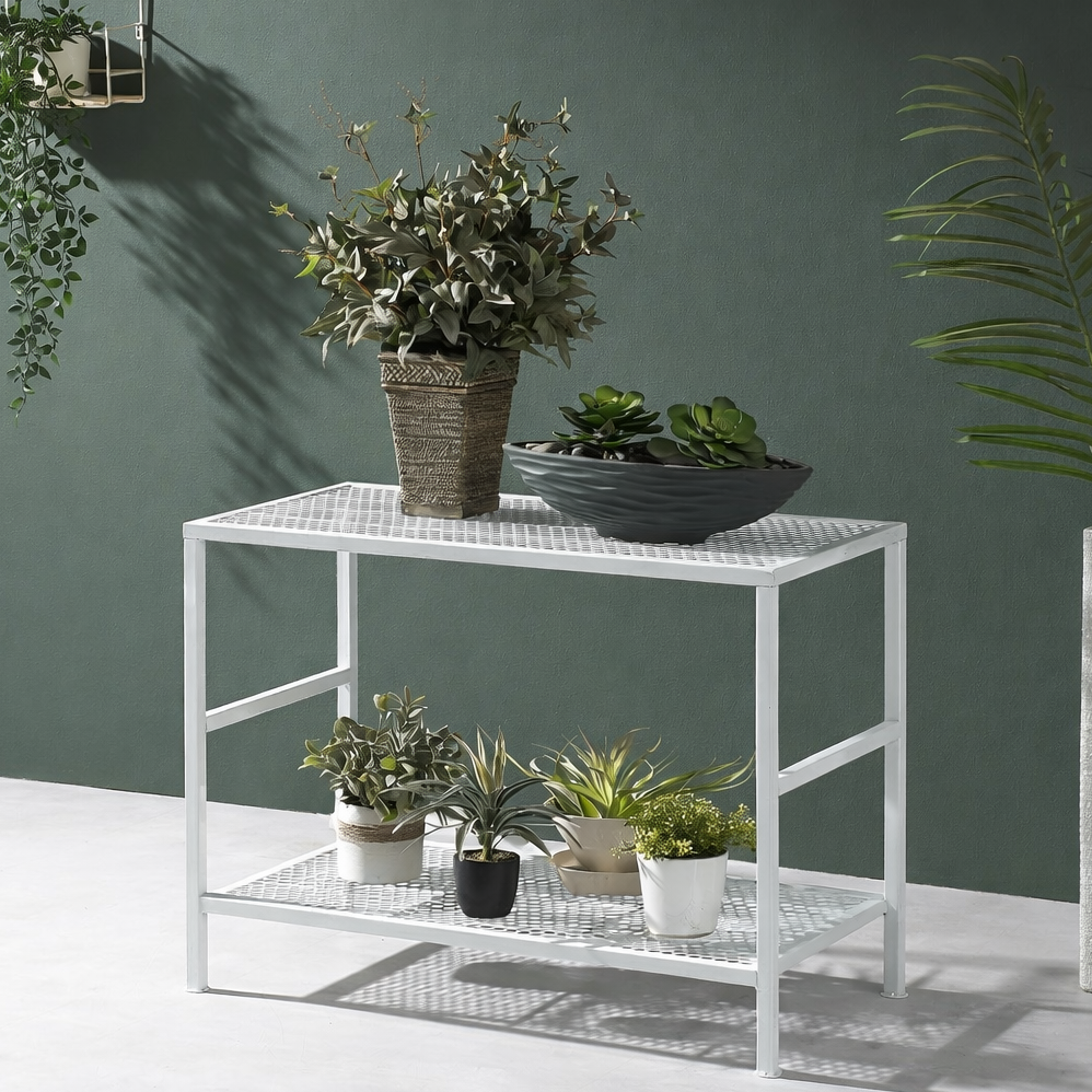 [국내제작] 인퍼니처 튼튼한 2단 철제 화분진열대 다육이화분정리대 선반 화분 다이, 화이트 82,500원