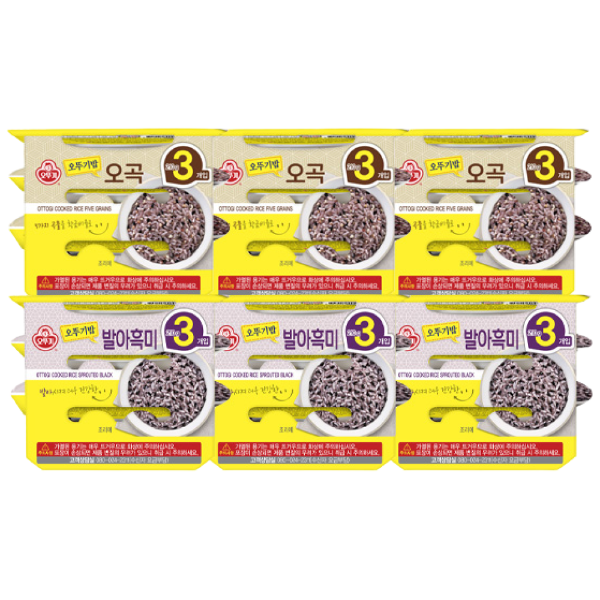 오뚜기밥 발아흑미 9개+오곡 9개, 18개, 210g 24,500원