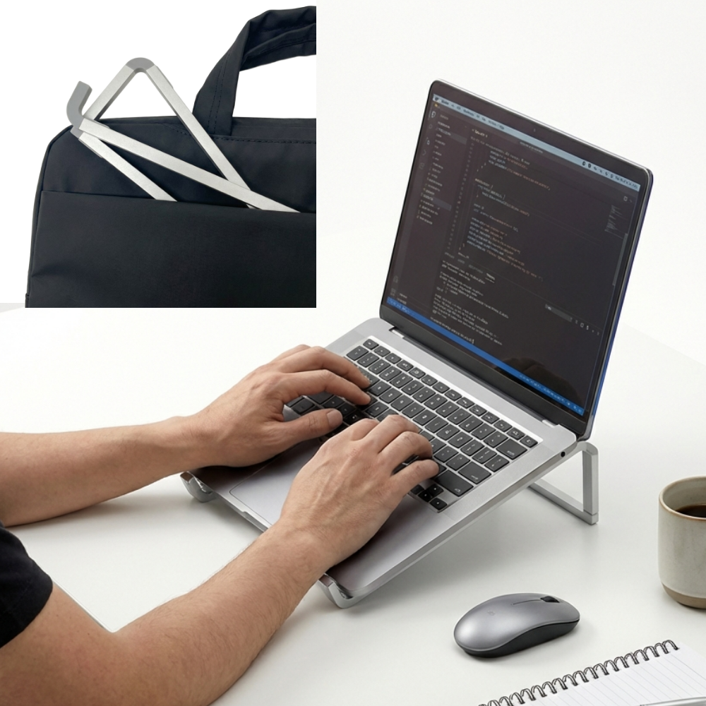 로앤몰 간편 휴대 접이식 노트북 거치대, 1개, 실버 9,000원