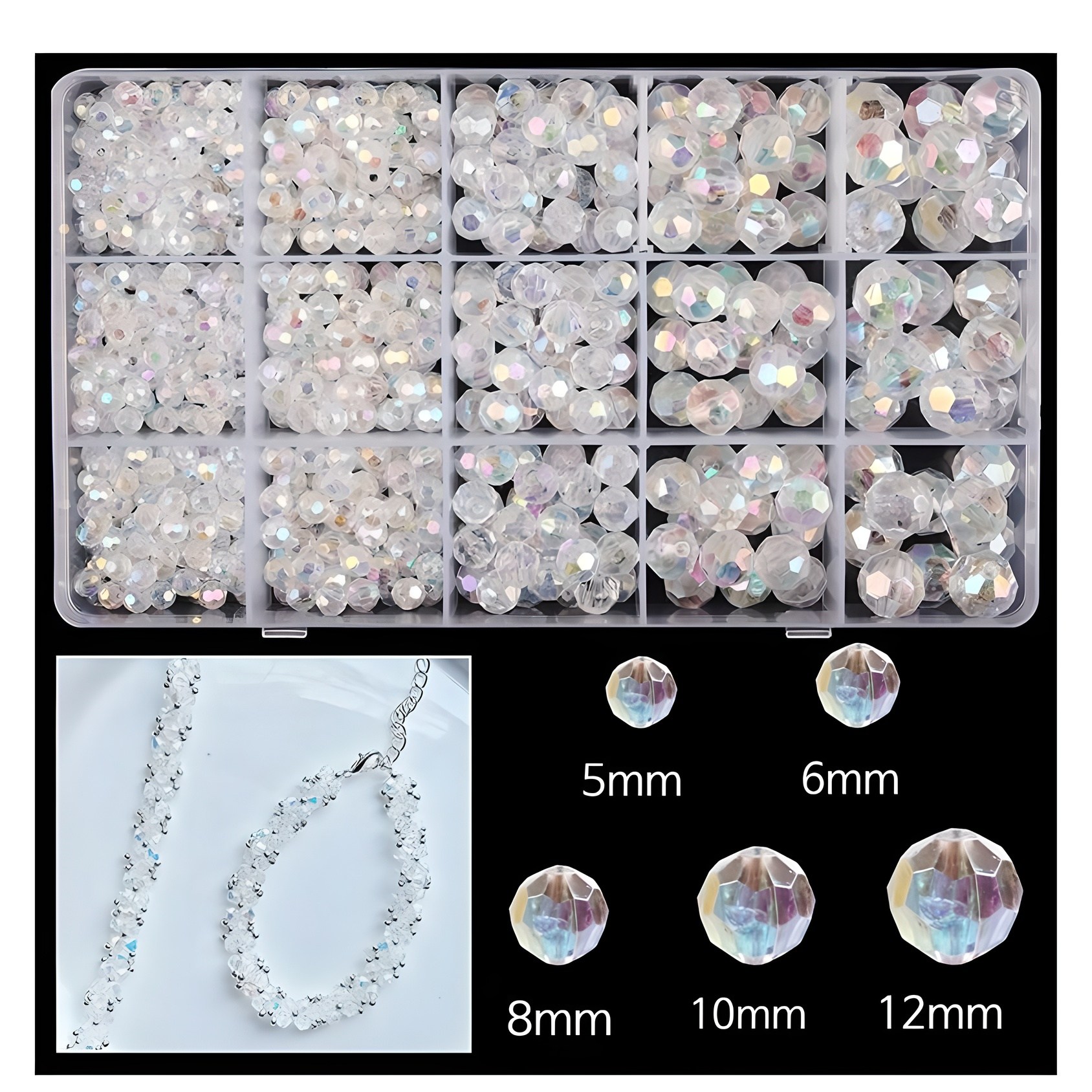 SW 15칸 크리스탈 비즈, 유리 쥬얼리 팔찌 목걸이 만들기 (실,바늘 포함) 10,200원